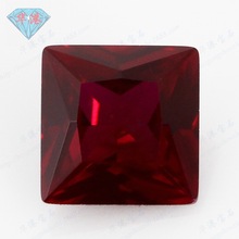 华港宝石 正方形直角8#红刚玉裸石 公主方鸽血红Ruby合成红宝石