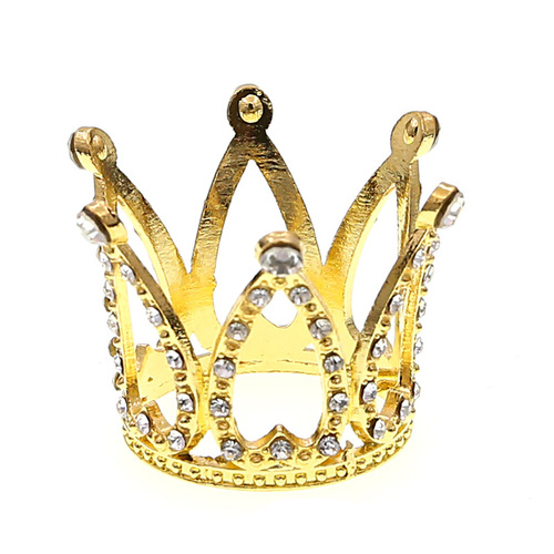 Cross-border children's round cake crown gift baking decoration accessories birthday alloy rhinestone headdress accessories ornaments