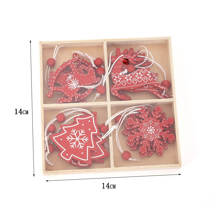クリスマス装飾品ケース木製クリスマスペンダント雪クリスマスツリーヘラジカ掛け木製工芸品|undefined
