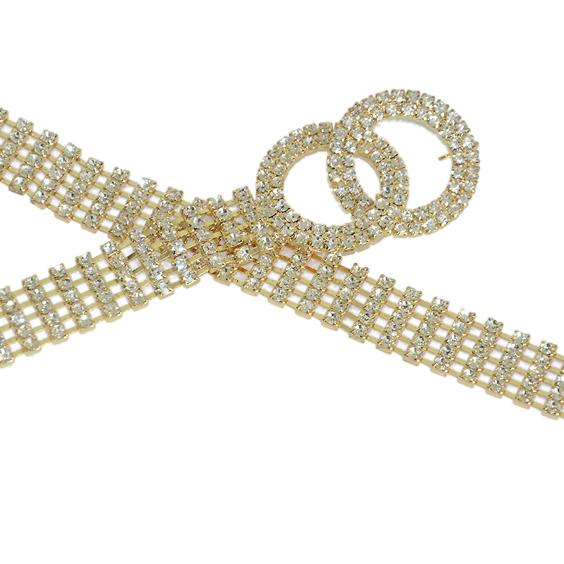 Comercio exterior transfronterizo Cinturón de mujer con incrustaciones de diamantes de imitación cinturón decorativo completo de mujer falda decorativa casual cinturón de diamantes borla