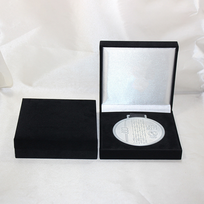 Manufacturer Customized Hot Stamping High-Grade Velvet Medal Box High-End Medal Matching Box Red Blue Medal Box