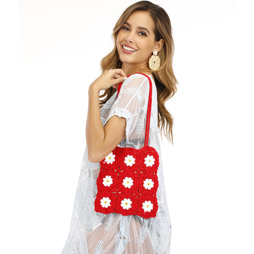 Cross-border new arrival handbag with hooks, floral pattern, beach bag, casual bag, shoulder bag