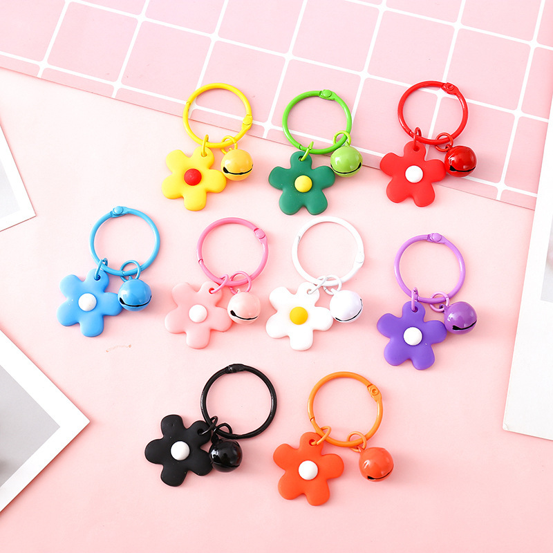 Korean Style Fresh Colorful Small Flower Bell Keychain Candy-Colored Key Ring Pendant Women's Bag Decoration Wholesale Korean Style Fresh Colorful Small Flower Bell Keychain Candy-Colored Key Ring Pendant Women's Bag Decoration Wholesale