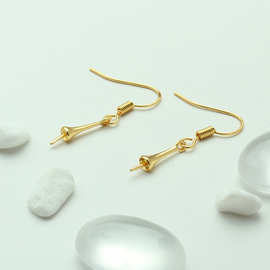 18K包金保色简易耳钩 diy手工饰品材料 批发金色带钉耳环耳饰配件