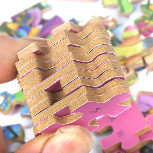 Manufacturer supplies cartoon 60-piece flat wooden iron box puzzles for children and adults fun early education wooden puzzle toys