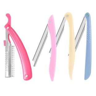 Eyebrow trimming knife wholesale folding eyebrow trimming knife holder stainless steel eyebrow shaving knife macro protection net shaving knife beauty makeup tool