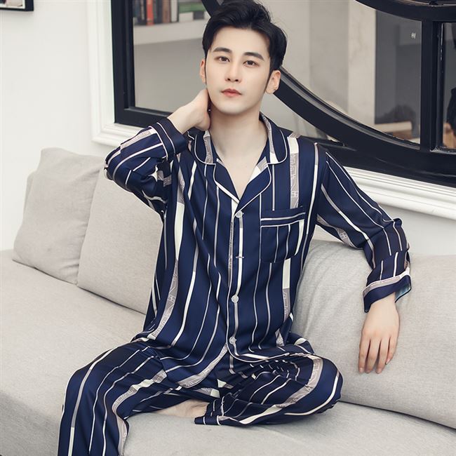 블루 스트레이트 롱 슬리브 팬츠