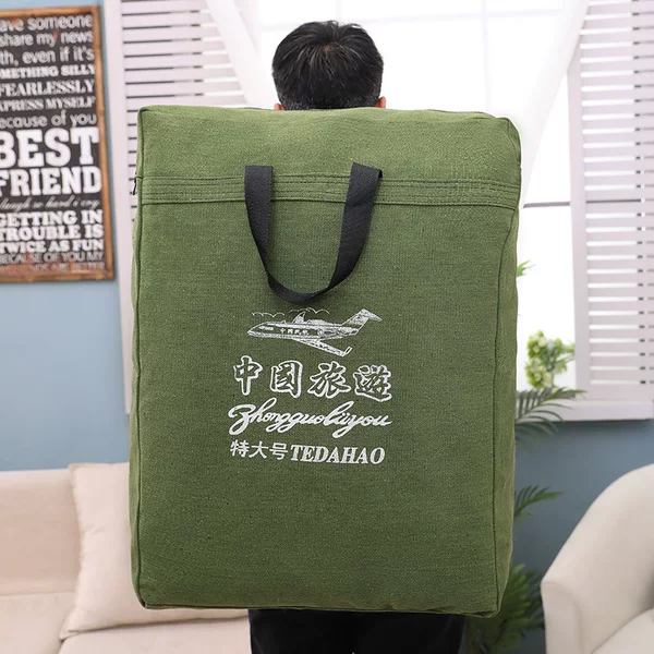Cross-border canvas moving bag factory wholesale thickened moving bag large capacity cotton quilt finishing backpack luggage bag