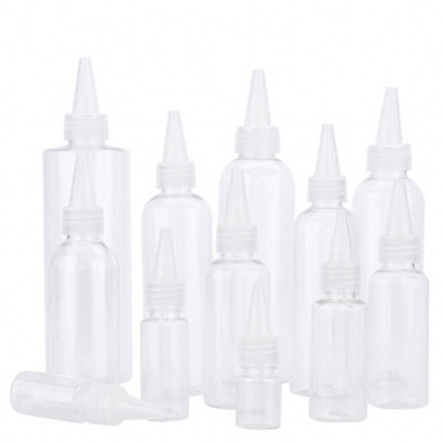 Bulk 50/60/80/100ml PET transparent small mouth oil bottle plastic spout bottle painted color paint bottle