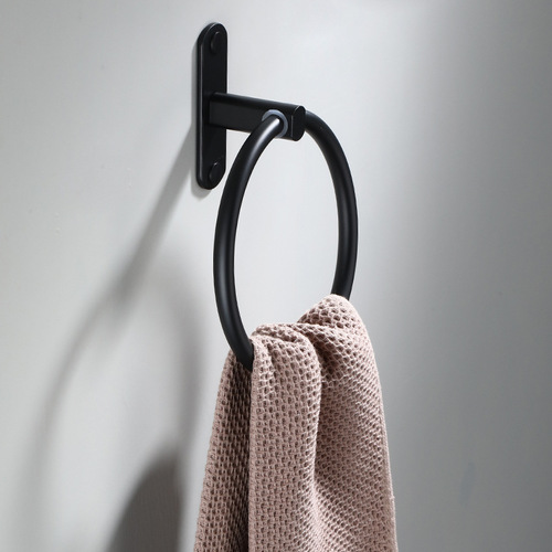 Black space aluminum towel ring European style bathroom towel rack towel ring antique hotel bathroom shelf