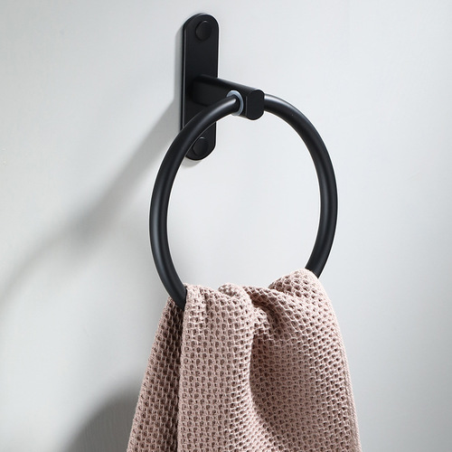 Black space aluminum towel ring European style bathroom towel rack towel ring antique hotel bathroom shelf