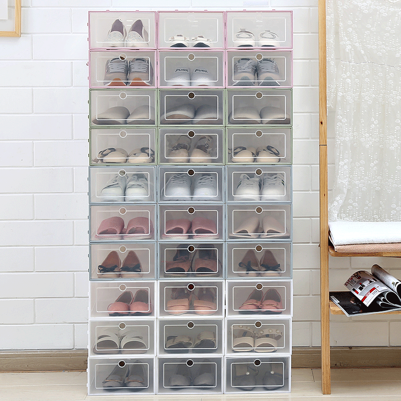Transparent storage box wholesale plastic thickened shoe box household shoe storage artifact flip drawer dustproof box