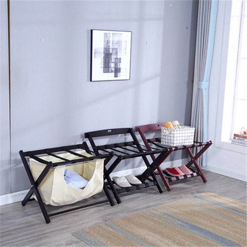 Wholesale room living room storage rack simple modern foldable dirty clothes basket solid wood hotel luggage rack