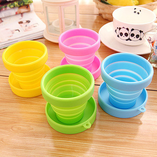 A1465 Portable Silicone Foldable Cup Candy Color Travel Silicone Foldable Cup Outdoor Sports Retractable Mouthwash Cup
