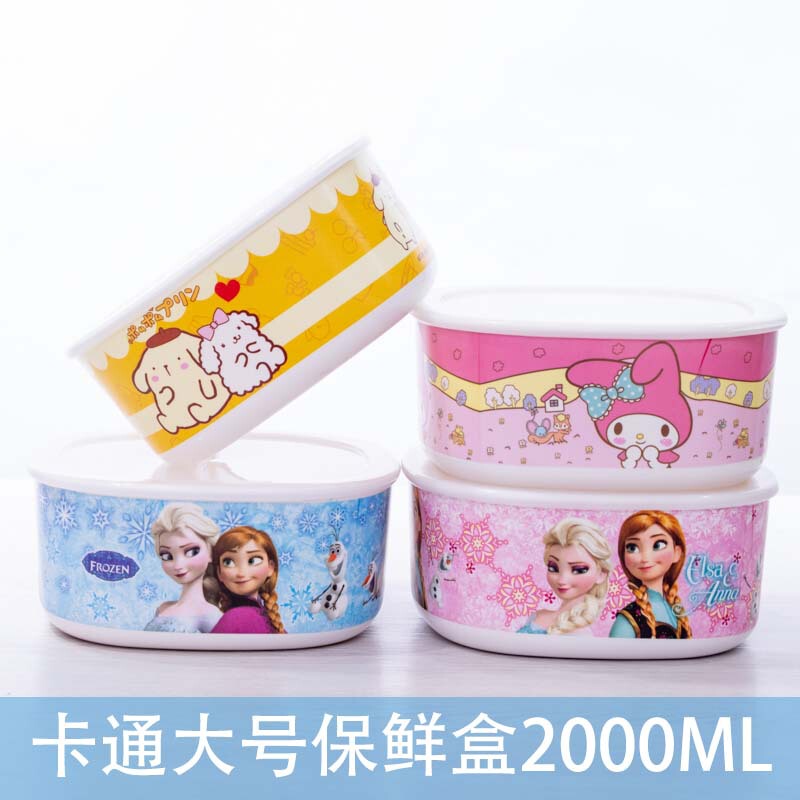 Factory direct supply Doraemon Melamine melamine ice bowl with lid sealed large fresh-keeping box student KT cat instant noodle bowl