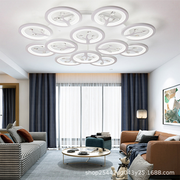 Nueva lámpara de sala de estar de cristal atmósfera simple moderna lámpara de dormitorio paquete de lámparas de techo led al por mayor