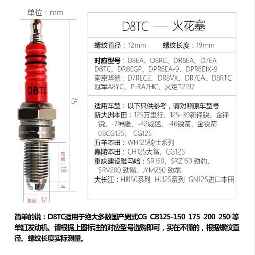 Motorcycle spark plug GY6 scooter spark plug A7TC multi-angle ignition modified 3-claw A7TC spark plug