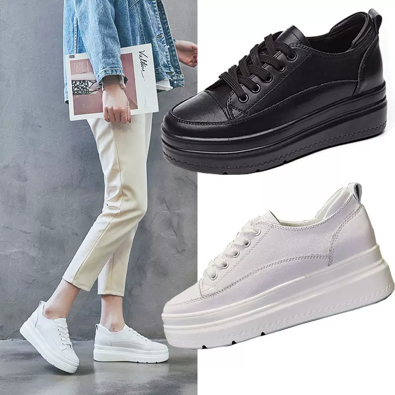 小白鞋秋冬款百搭板鞋网红真皮小2025厚底增高学生女鞋潮鞋夏复古