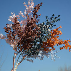 仿真薄荷葉單支塑料花焦糖秋色系葉子婚慶布置婚禮堂吊頂插花裝飾