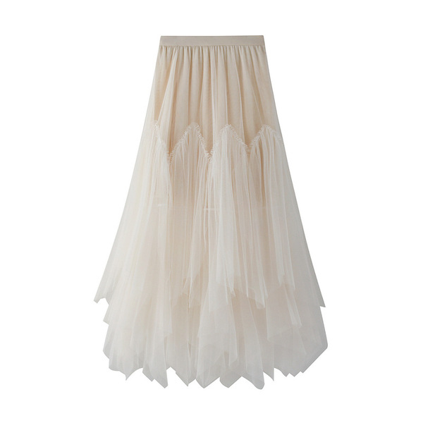 Demi-season long fresh pleated skirt