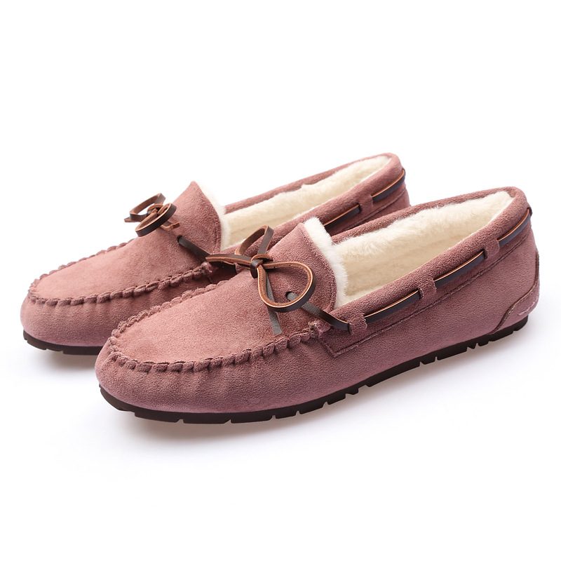 Mocasines de mujer de invierno forrado de lana 2023 nuevos zapatos versátiles de algodón de felpa plana estilo coreano engrosado slip-on zapatos de maternidad