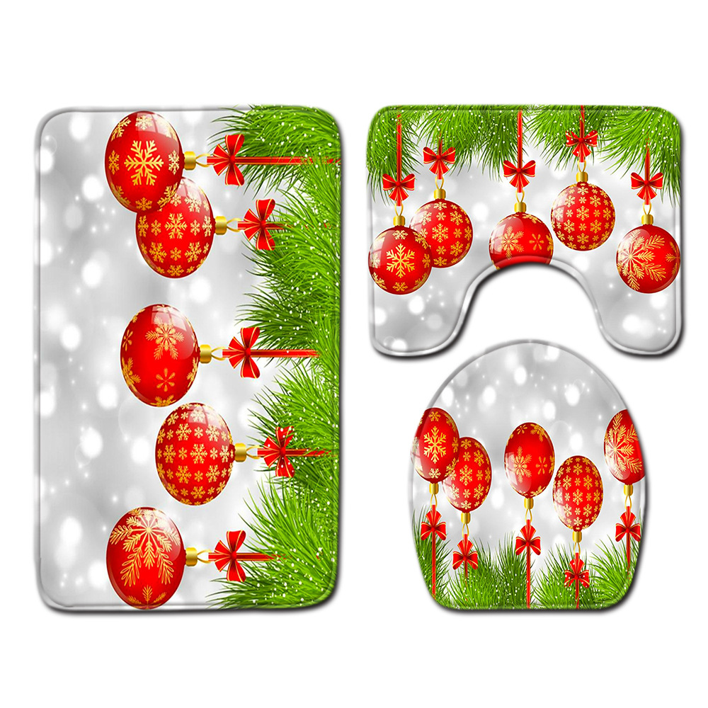 Navidad muñeco de nieve alfombra de baño alfombra de puerta inodoro de tres piezas antideslizante alfombra de piso transfronterizo en stock deseo amazon 1