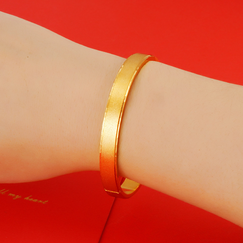 Todo partido simple cobre chapado 24K Vietnam hebilla de oro pulsera femenina europea y americana Transfronteriza Popular abierta antigua pulsera