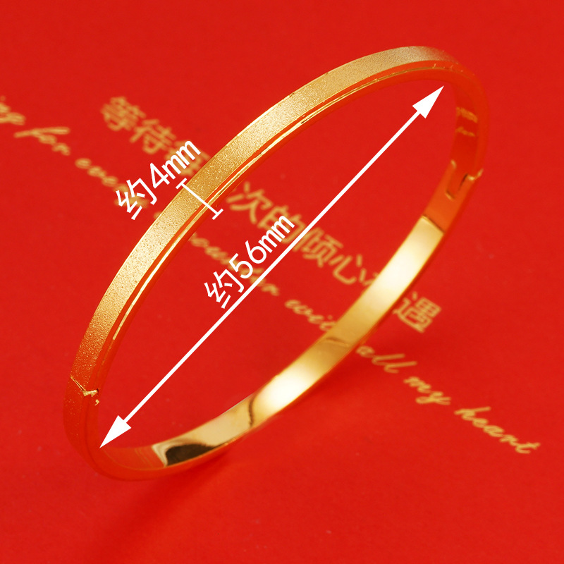 Todo partido simple cobre chapado 24K Vietnam hebilla de oro pulsera femenina europea y americana Transfronteriza Popular abierta antigua pulsera image 9