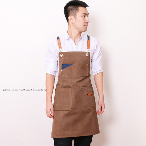 Apron for women in coffee and milk tea shop, hairdresser, restaurant waiter, baking and printing, denim overalls, men's printing logo