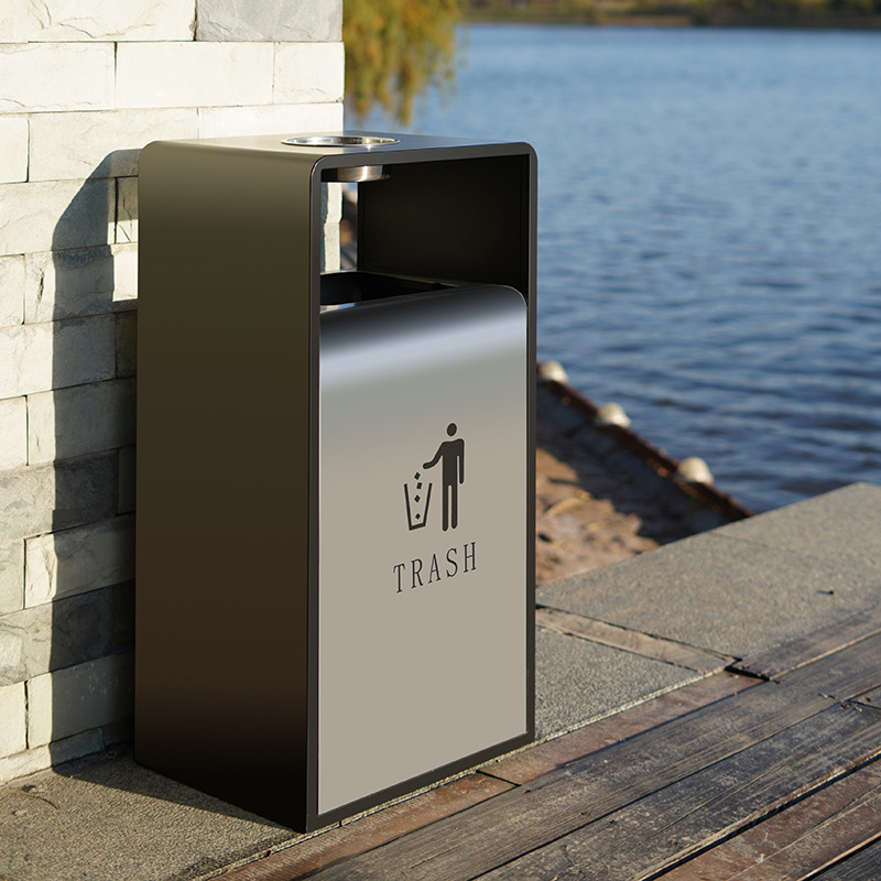 不锈钢垃圾桶户外果皮箱室外景区学校商场购物带烟灰缸垃圾箱