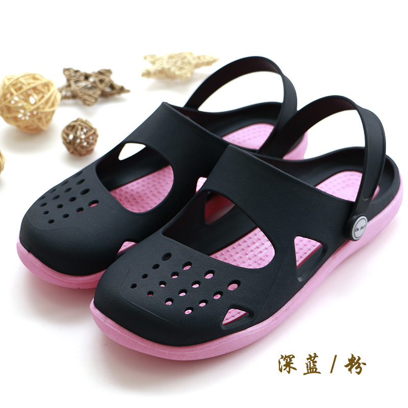 Silicone Sandals for Outdoor Leisure, Ladies' Autumn and Summer Wear, Wear-Resistant, Non-Slip, Color-Blocked Clogs, Flat and Comfortable