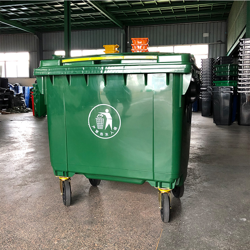 塑料环卫垃圾桶660L环卫垃圾车四轮带盖移动垃圾箱户外手推垃圾桶