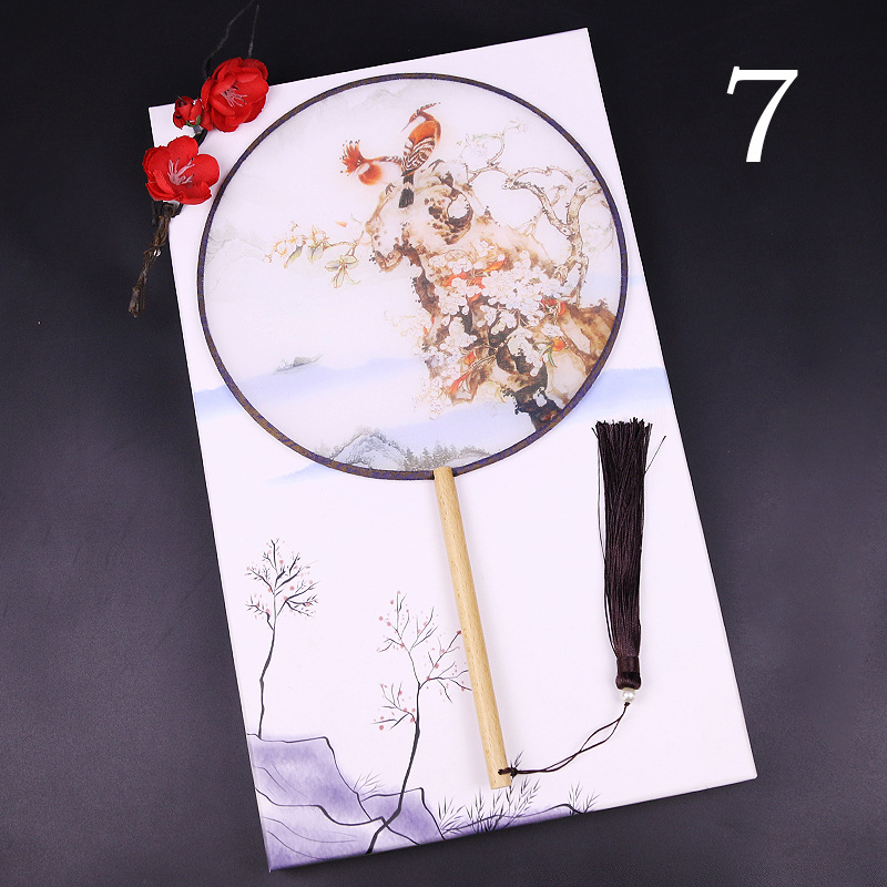 Estilo antiguo ventilador redondo estilo chino danza ventilador clásico Dama DE HONOR traje medio-largo mango Palacio ventilador boda al por mayor