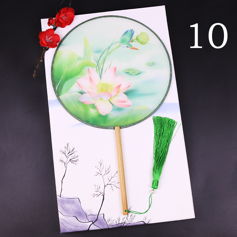 Estilo antiguo ventilador redondo estilo chino danza ventilador clásico Dama DE HONOR traje medio-largo mango Palacio ventilador boda al por mayor