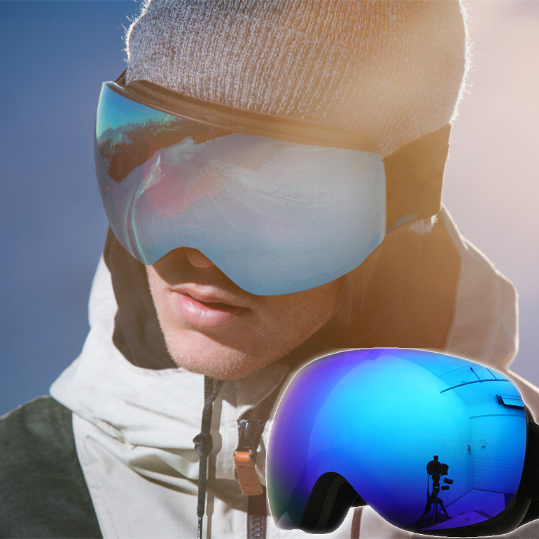 New ski glasses double layer anti-fog large spherical REVO coated true film UV400 cardable myopia glasses/HX12 non-porous