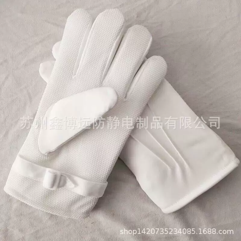 冬季执勤保暖 加绒加厚点胶防滑白手套安保交通礼仪检阅手套