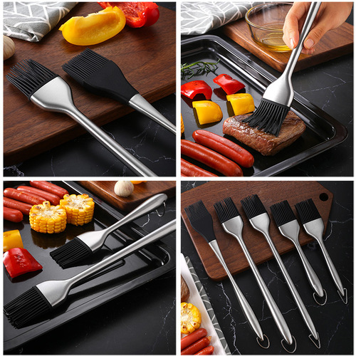 Stainless steel hollow handle silicone brush brush high temperature resistant barbecue oil brush kitchen cake baking cream brush