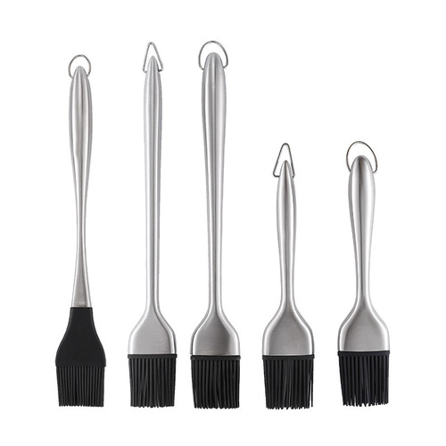Stainless steel hollow handle silicone brush brush high temperature resistant barbecue oil brush kitchen cake baking cream brush