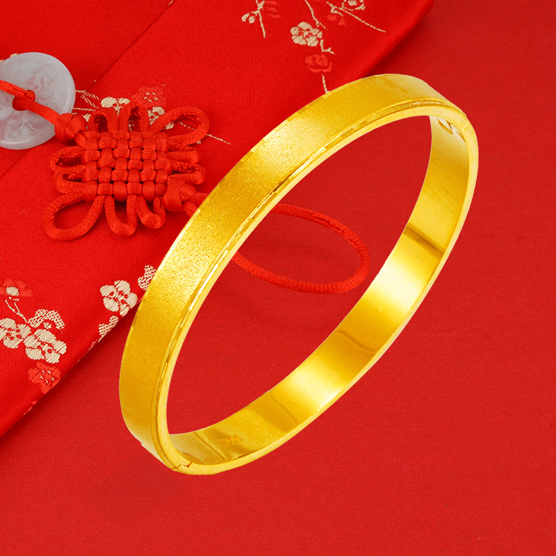 Todo partido simple cobre chapado 24K Vietnam hebilla de oro pulsera femenina europea y americana Transfronteriza Popular abierta antigua pulsera