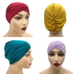 Cross-border Amazon high-quality modal elastic bottoming hat Indian hat forehead cross turban hat one piece drop shipping