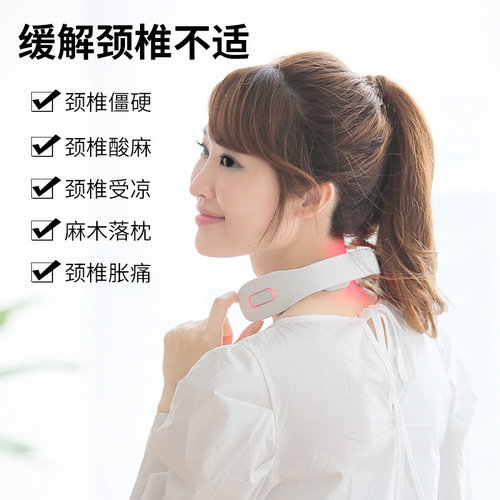 Intelligent pulse neck massager, shoulder and neck physiotherapy device, mini voice neck protection device, portable hot compress cervical spine massager