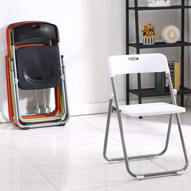 Silla plegable de plástico multifuncional, portátil para oficina, reuniones, capacitación, ordenador y uso en el hogar