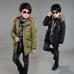 Children's Apparel Cross-Border Trade New Men's Five-Star Cotton Coat Wholesale Winter New Children's Thick Plush Collar Cotton Jacket Outerwear