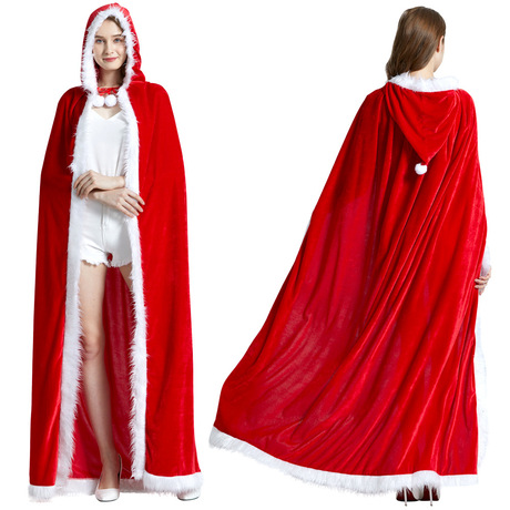 Female Santa Outfit Santa Claus Cape Cape Cape Adult Female Hooded Golden Velvet