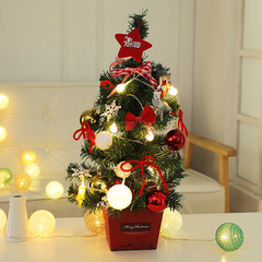50cm desktop Christmas tree mini with lights golden red Christmas tree set ornaments holiday decoration window home