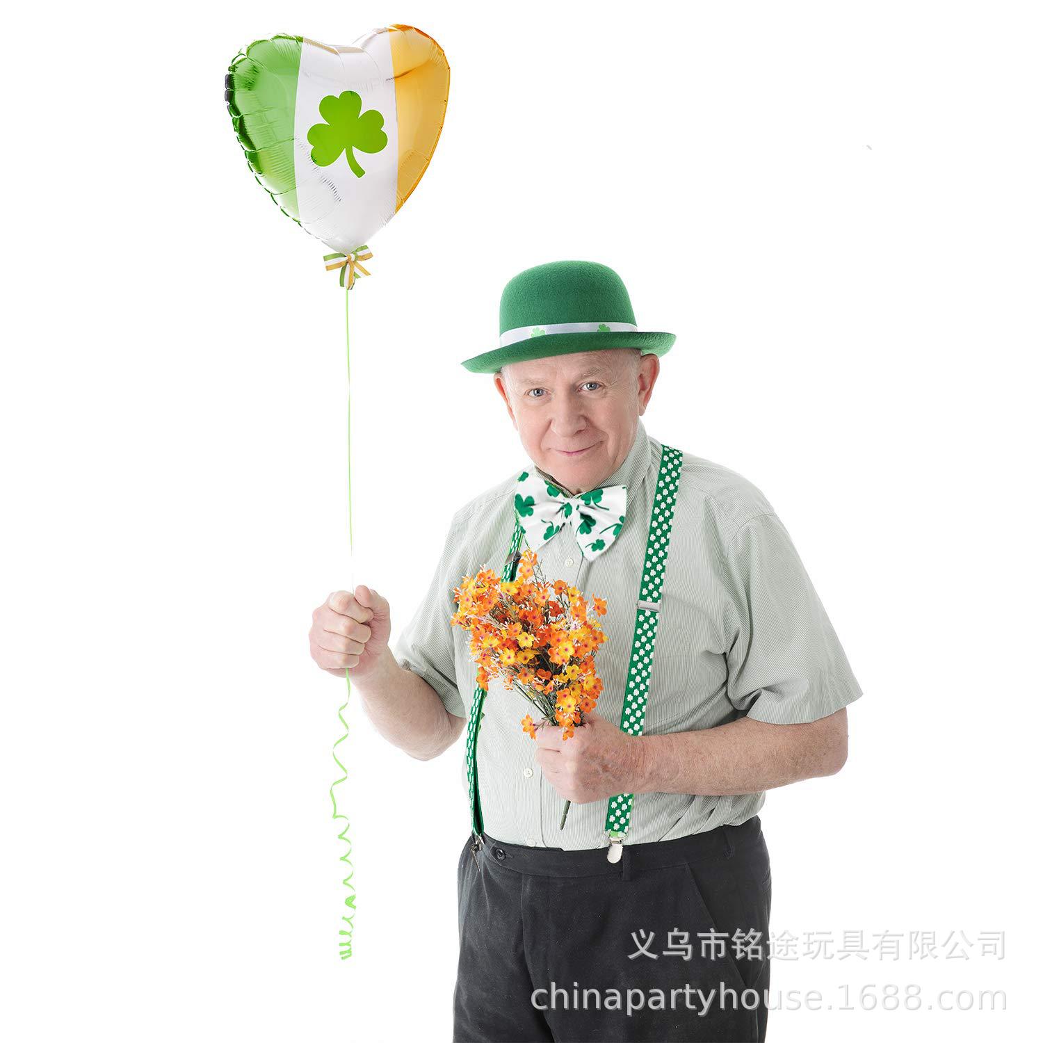 Festival irlandés Correa verde Fiesta del Día de San Patricio trébol pajarita corbata traje