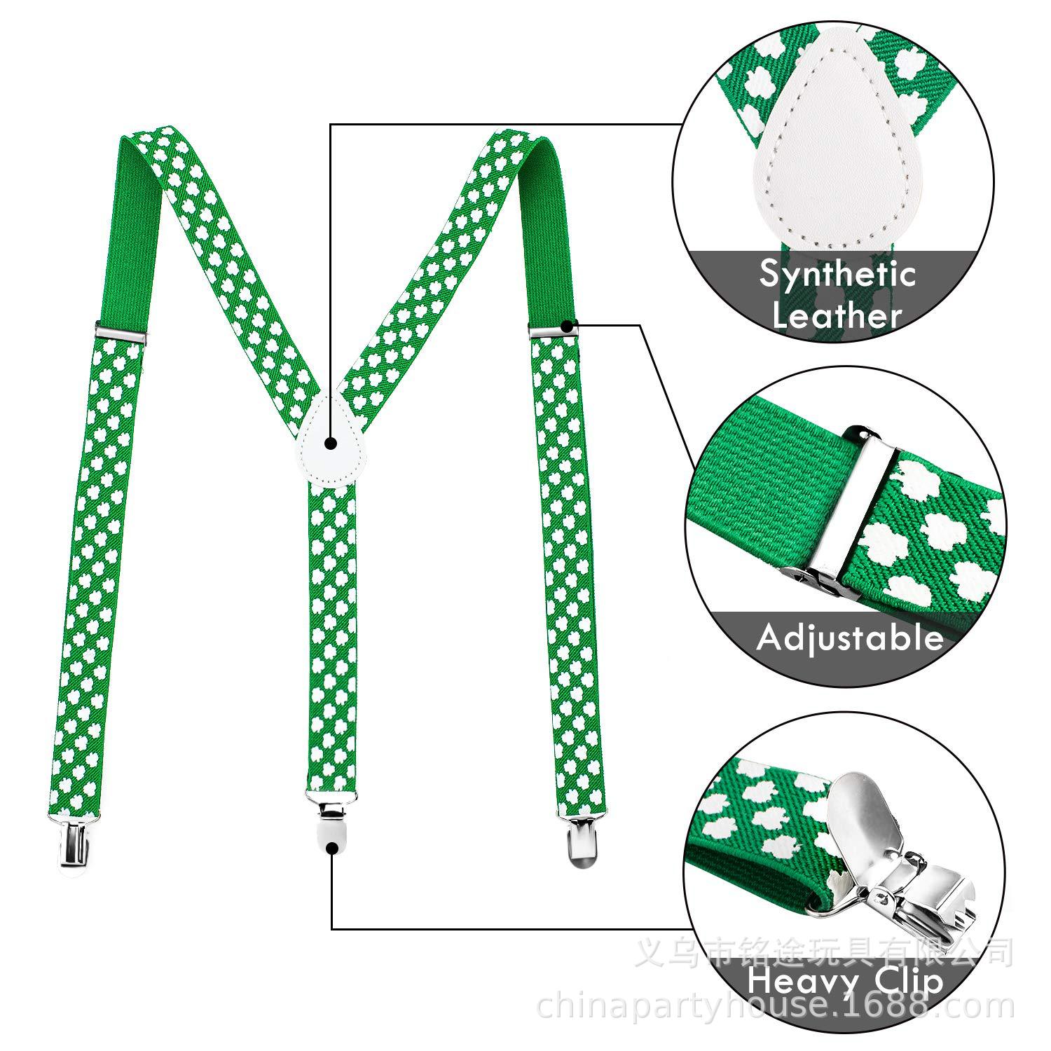 Festival irlandés Correa verde Fiesta del Día de San Patricio trébol pajarita corbata traje