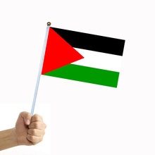 【巴勒斯坦手摇旗】含旗杆8号旗帜14*21cm 涤纶双面图案 跨境专供