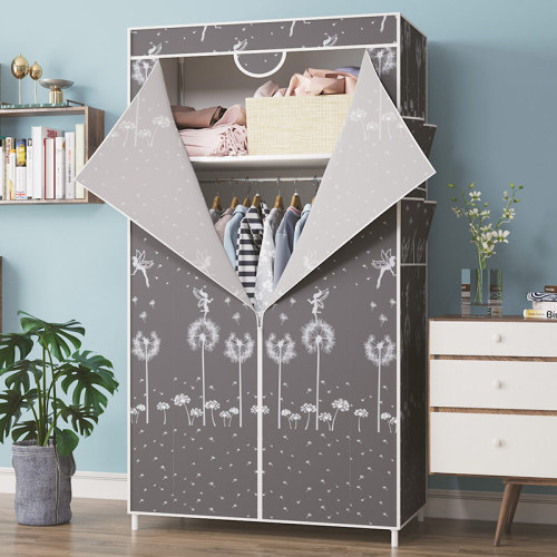 Simple wardrobe cloth wardrobe rental room for single dormitory hanging wardrobe economical steel pipe reinforced thick storage cabinet