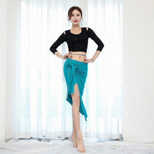 Belly dance clothing, autumn and winter dance matching practice clothes, sexy off-shoulder tops, long skirts, performance dance suits
